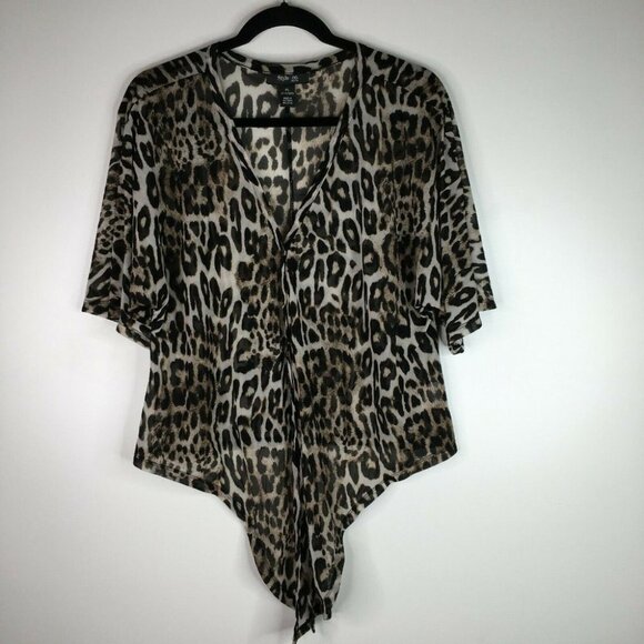 Style & Co. 3/4  Sleeve Blouse Animal Print Brown Black Beige ~ Size PL - Picture 1 of 6